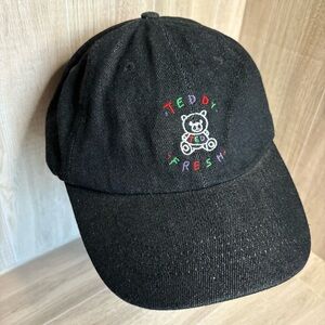 Teddy Fresh Hat Cap Black Denim Strapback Adjustable Lightweight